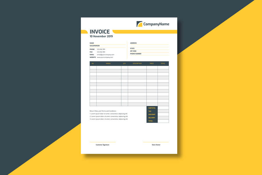 Commercial invoice template free excel
