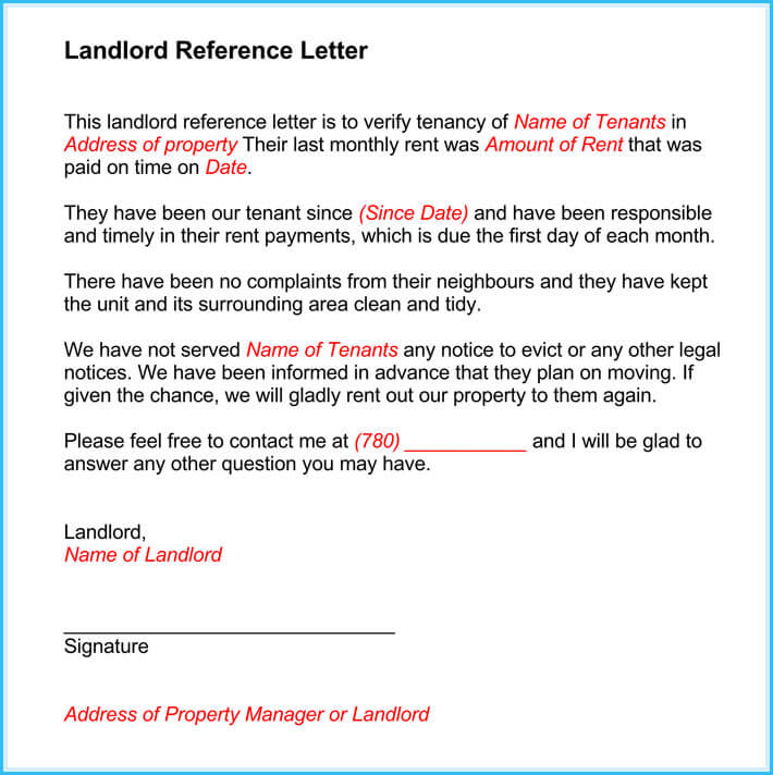 How to write a character reference letter for a potential landlord sample
