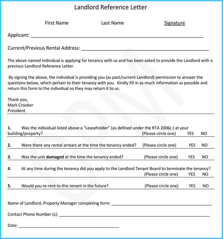 Sample Character Reference Letter For Landlord From Employer Uk