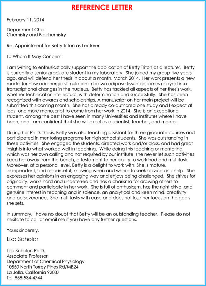 Letter Of Recommendation For A Friend Template