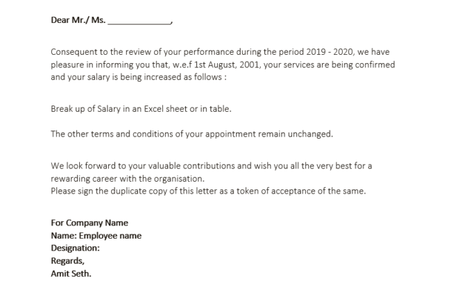 No Salary Increase Letter To Employee from www.wordtemplatesonline.net