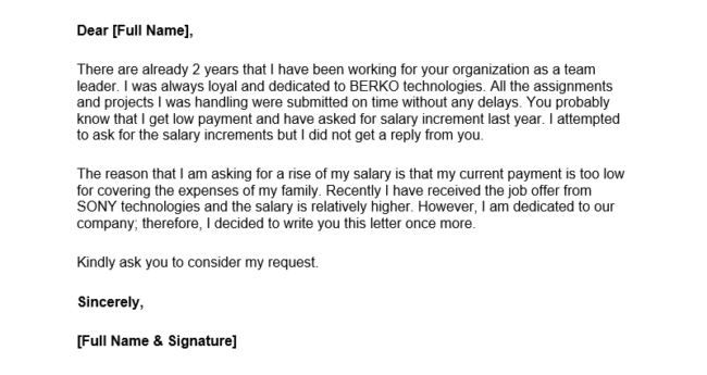 how to write a letter of request for salary increment