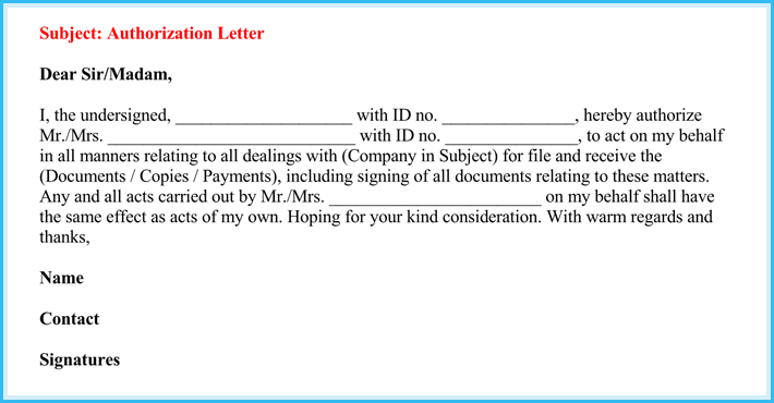 Letter of authorization from property owner