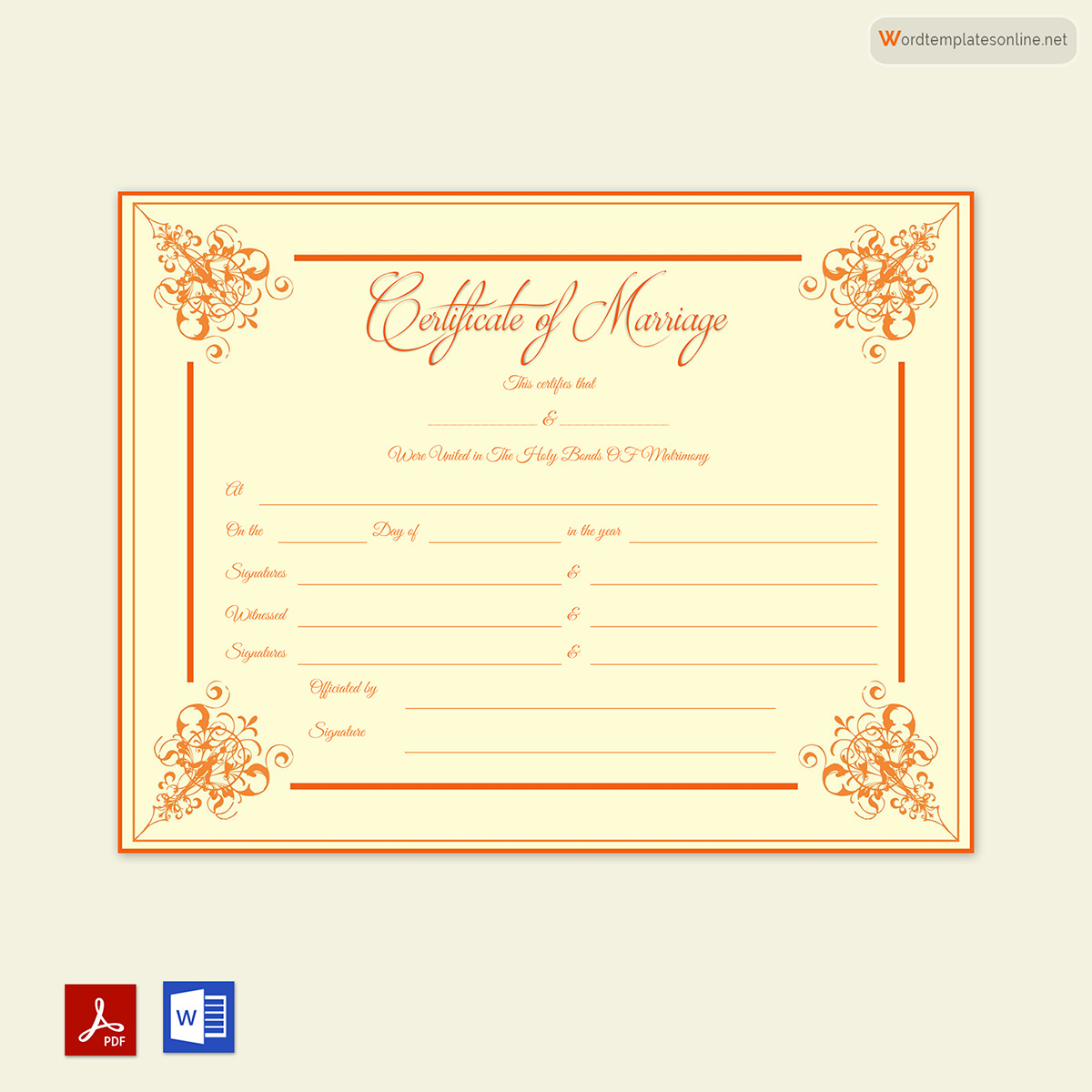 Creative Marriage Certificate Template