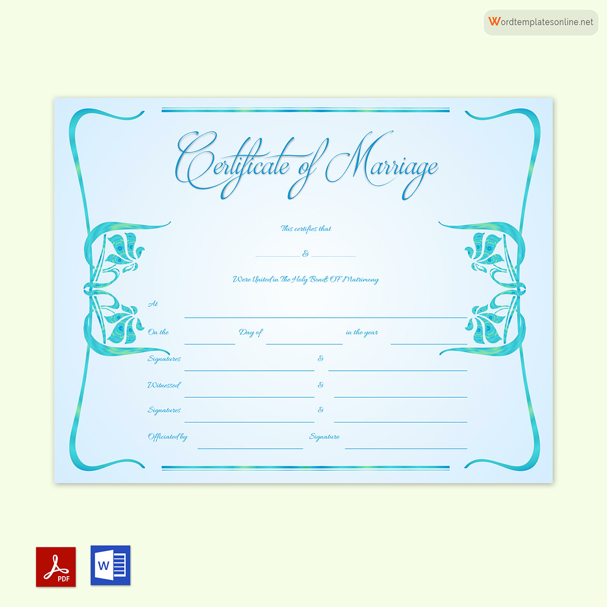 Stylish Wedding Certificate Example