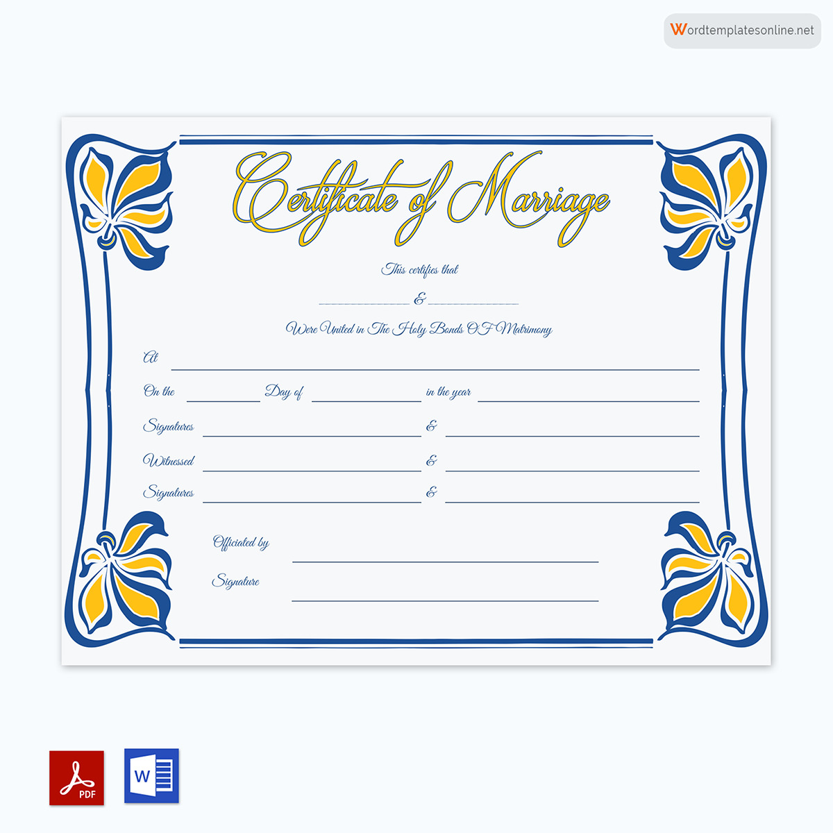 Marriage Certificate Template word