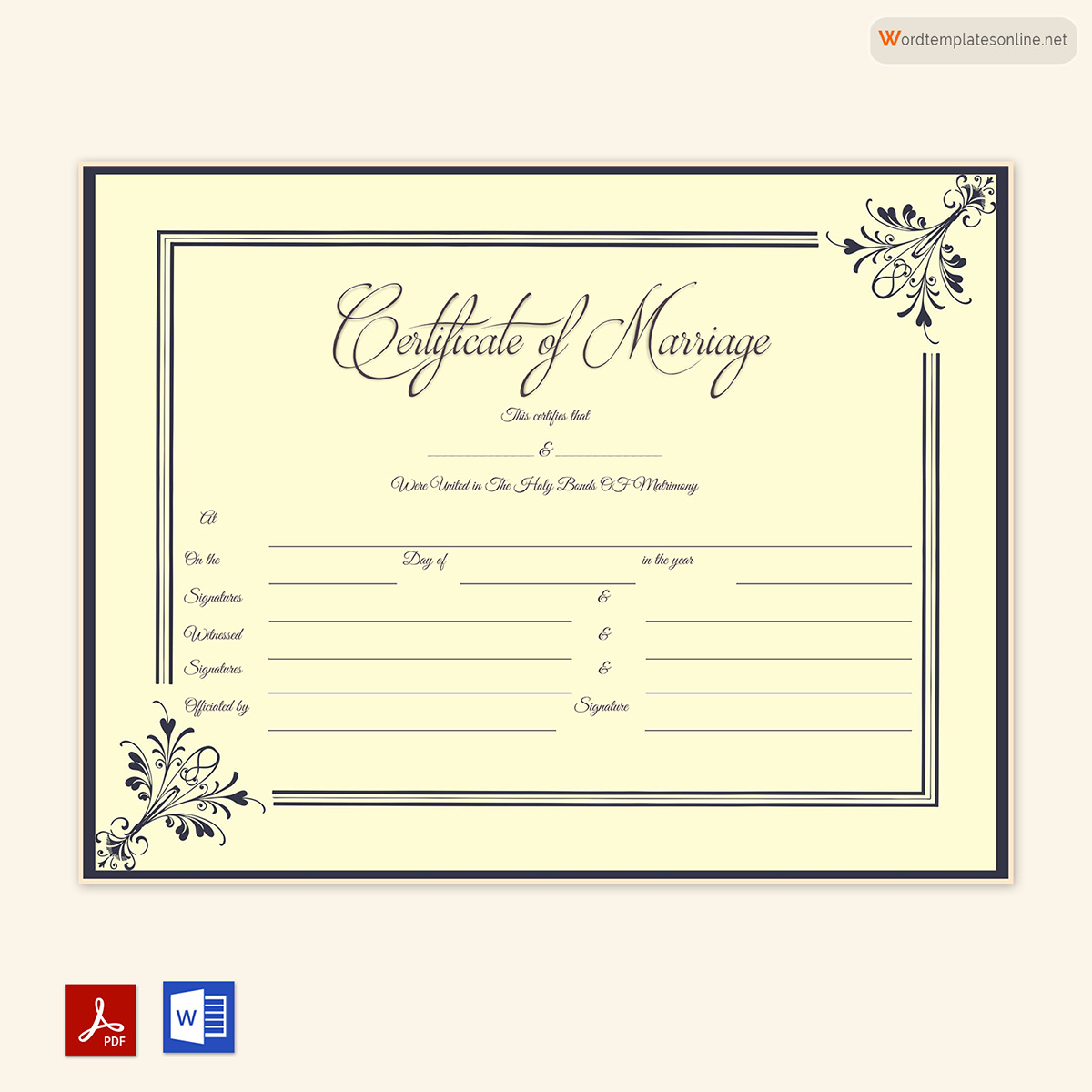 Marriage Certificate Template online