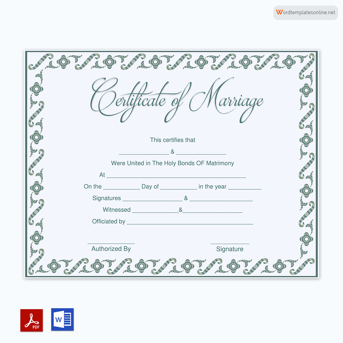 Marriage Certificate doc format