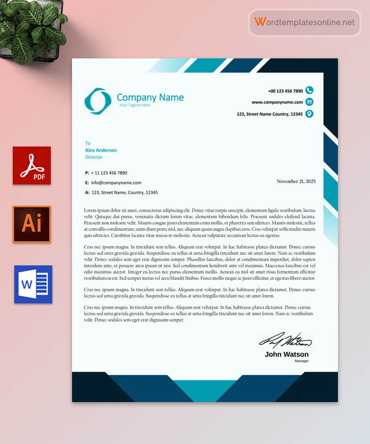 Professional letterhead template in Word