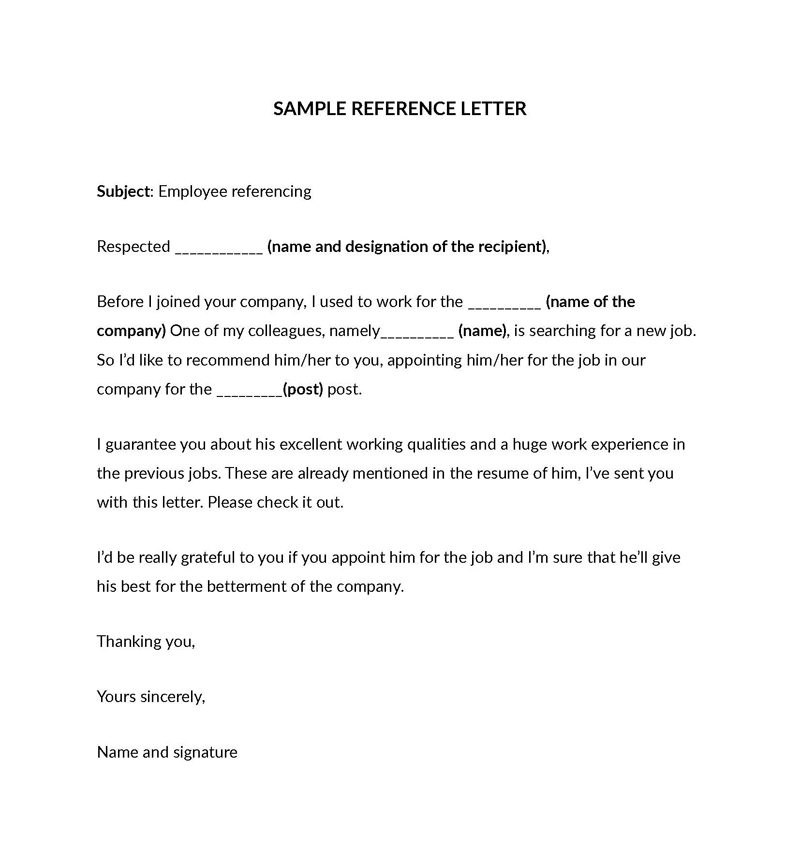 Employee Reference Letter Example