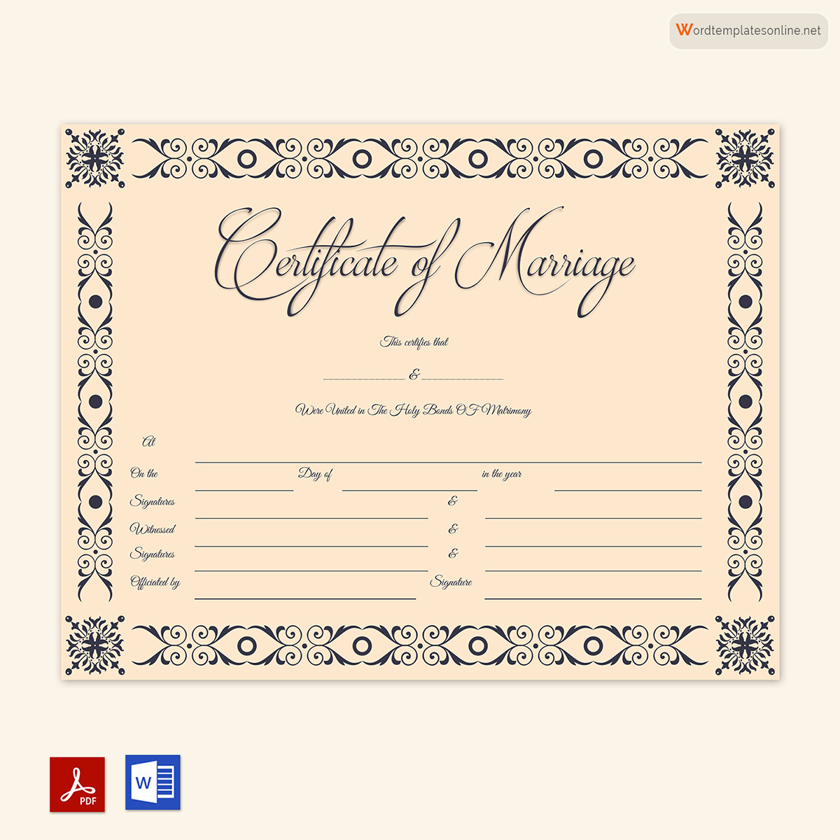 Elegant Wedding Certificate Format