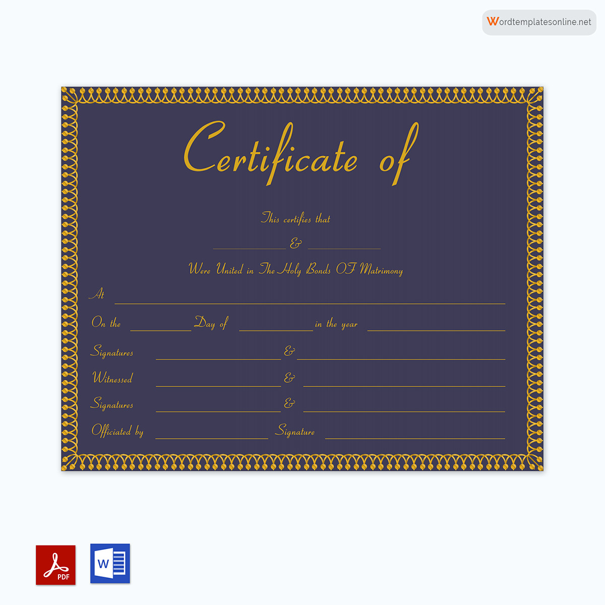 Editable Stylish Wedding Certificate Design