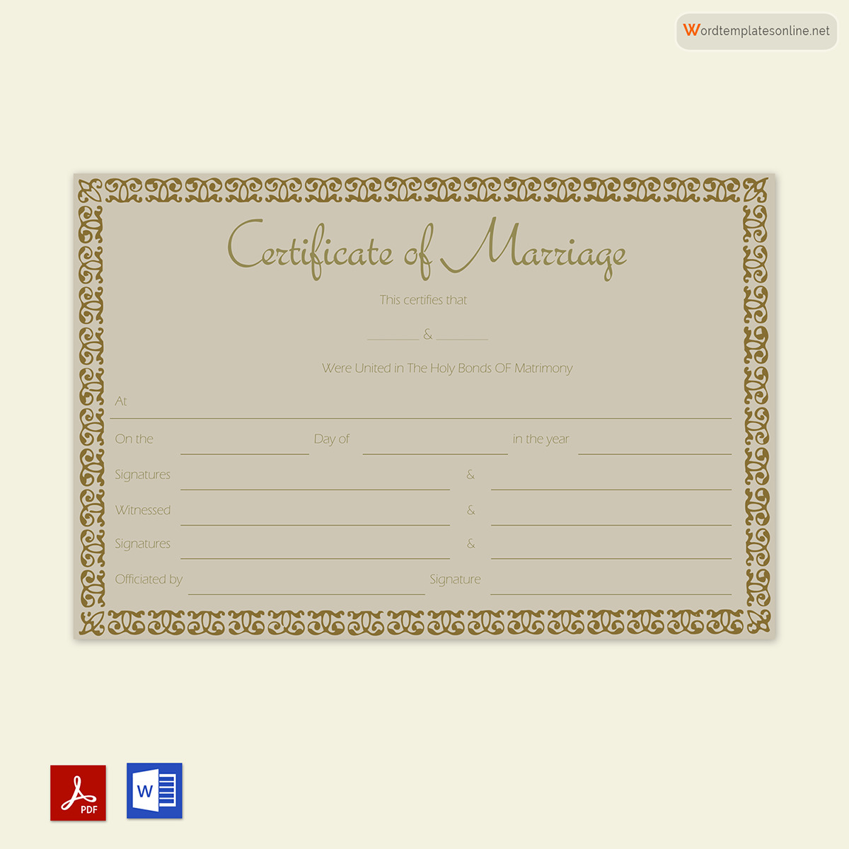 Official Marriage License Sample