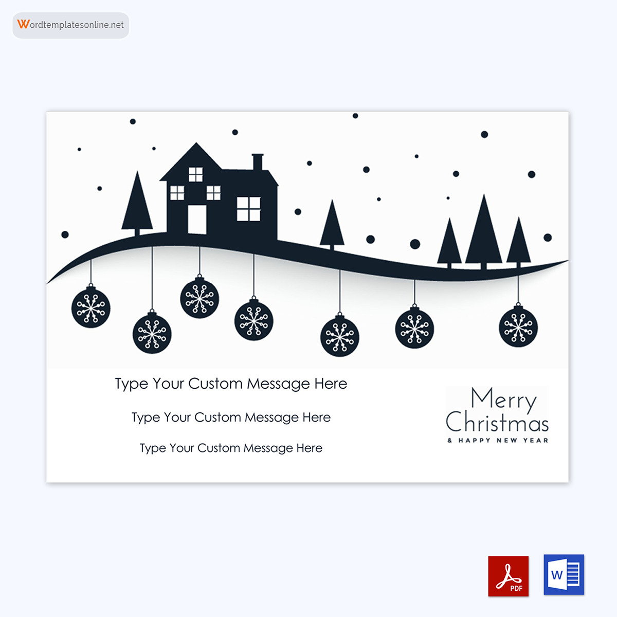 Christmas themed card template for Word
