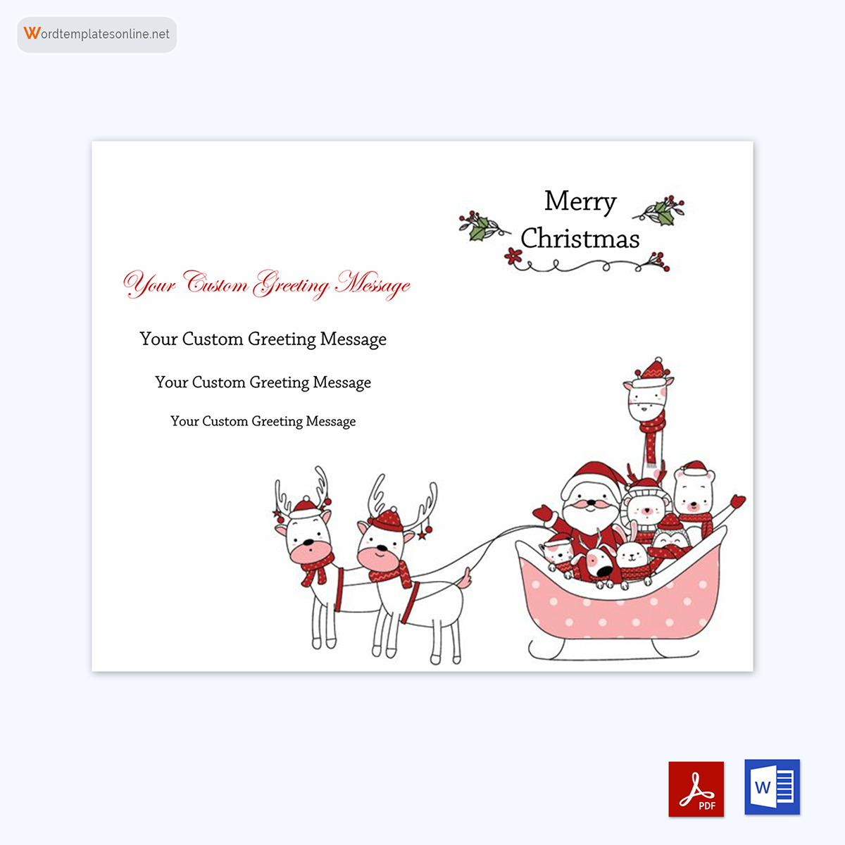 Greeting card template for Christmas