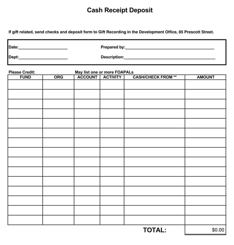 Cash Deposit Receipt PDF