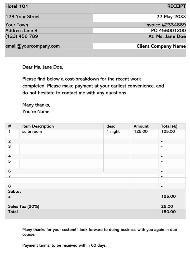 Fake Hotel Receipt Template from www.wordtemplatesonline.net