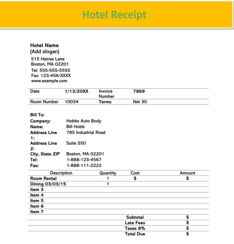 Motel 6 Blank Receipt 30 Real Fake Hotel Receipt Templates