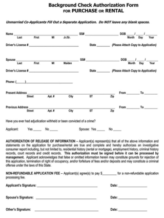 Free Tenant Background Check Authorization Forms - PDF
