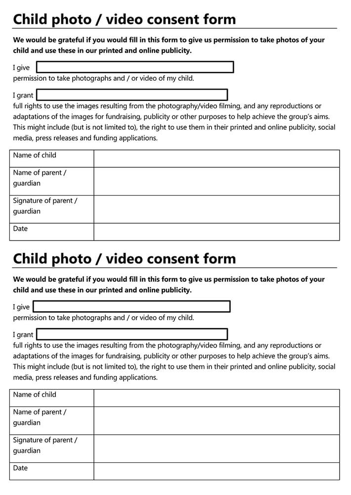 Child Photo Consent Form