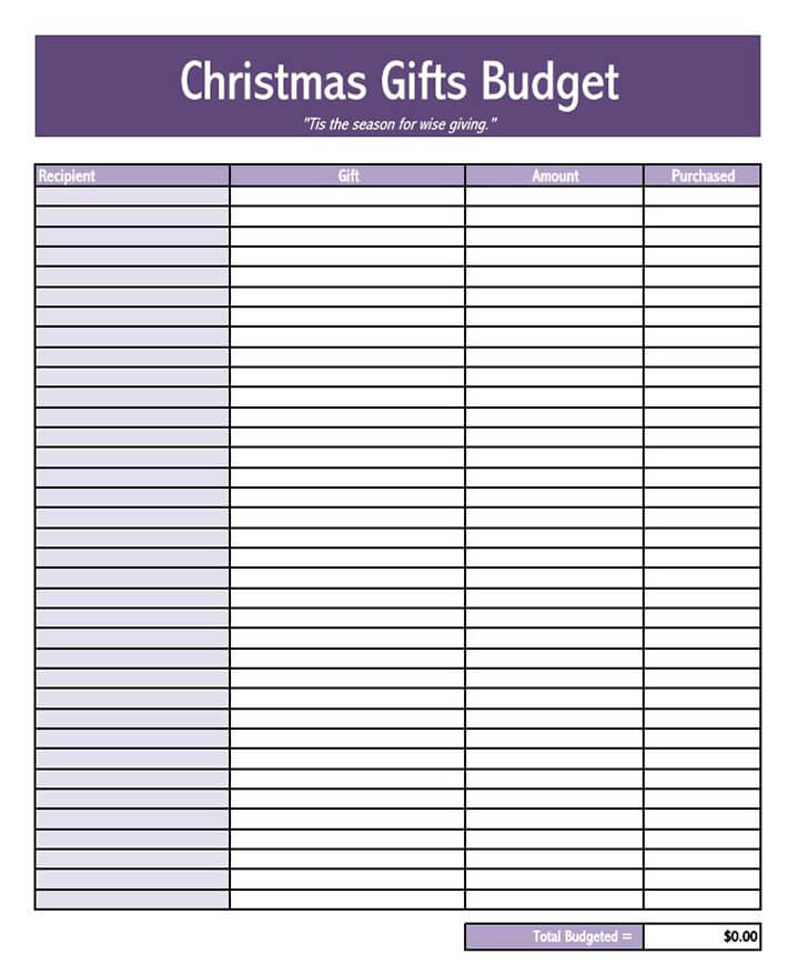 Free Christmas Budget Spreadsheet Template 06 for Excel File