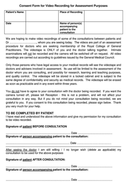 Free Video Consent Forms - Word | PDF - (Editable)