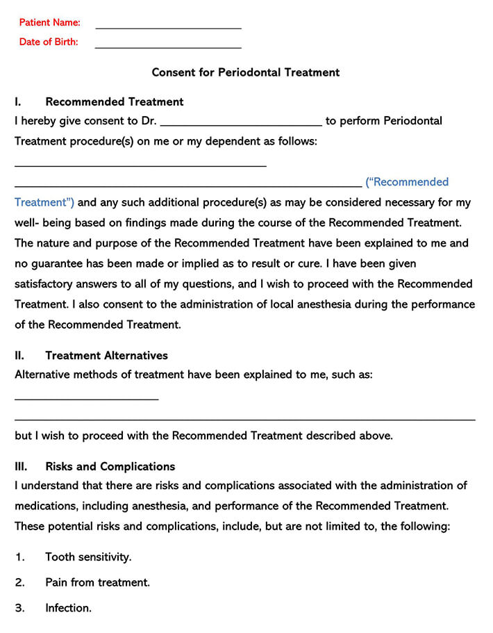 Consent for Periodontal Treatment