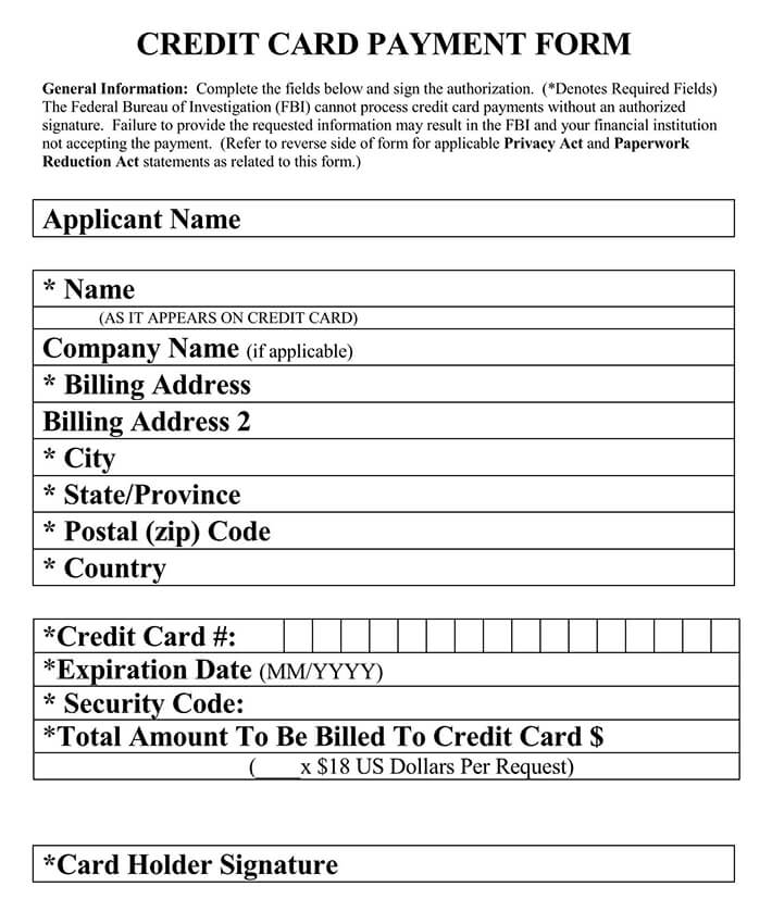 Free Credit Card Authorization Form
