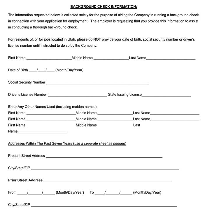 Pre-Employment Background Check Authorization Forms (PDF)