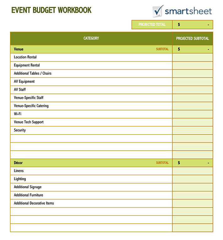 Event Budget Templates - Templates for Microsoft® Word