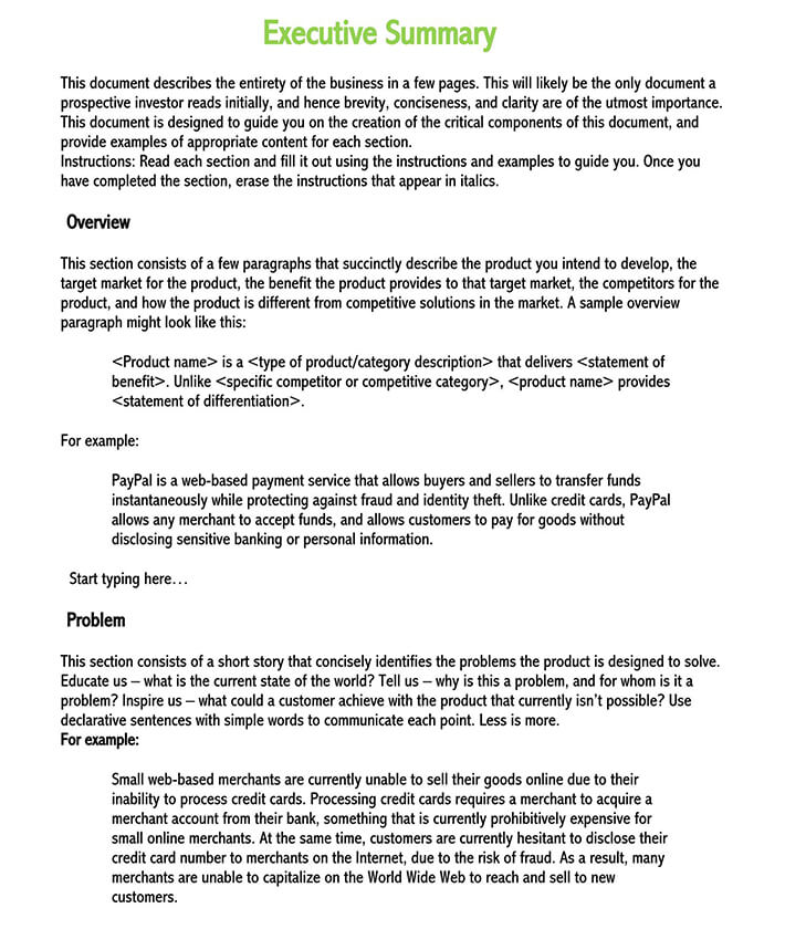 Executive Summary Template for Business Reports