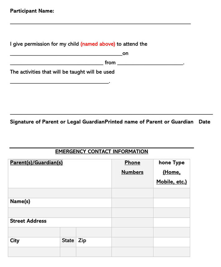 Editable Field Trip Consent Form Template