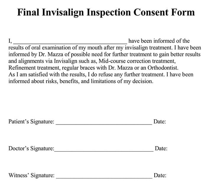 Printable Invisalign Informed Consent Form 02 for PDF