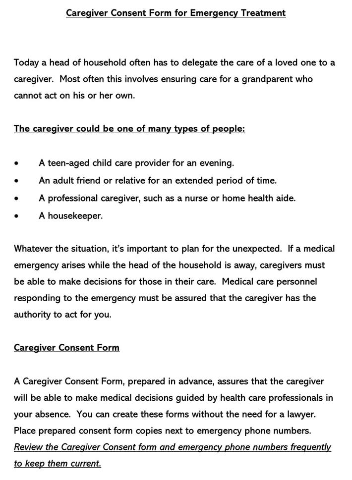 Grandparents Medical Consent Form