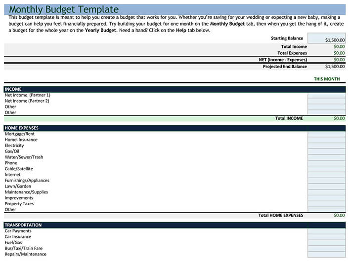 Downloadable budget template for effective money management