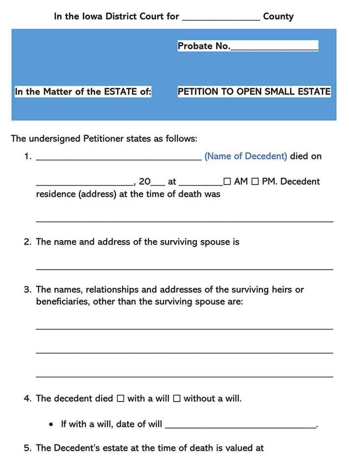 Iowa Small Estate Affidavit Form