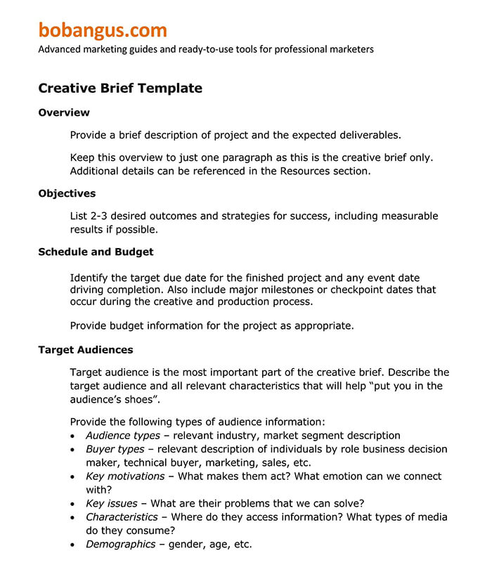 Great Printable Creative Marketing Brief Template as Pdf File