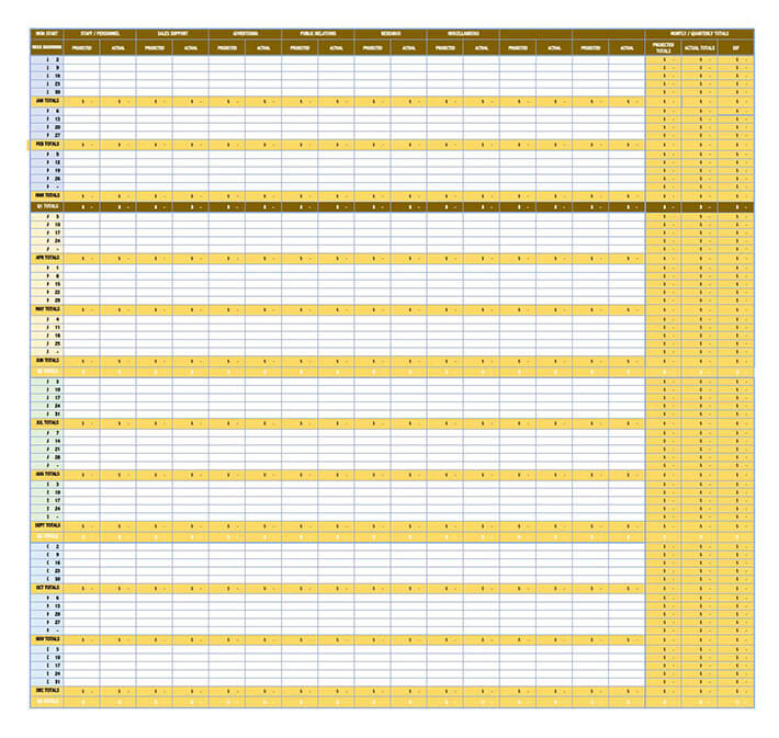 Excel budget template sample