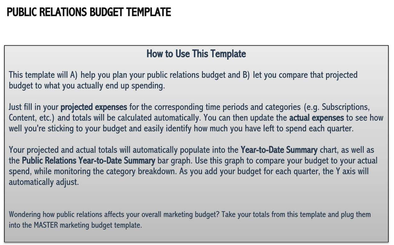 Sample budget format in Excel