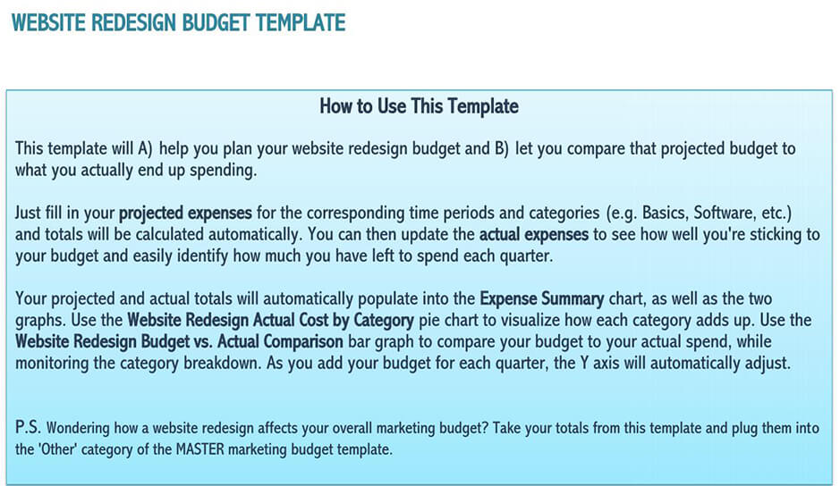 Editable budget format sample