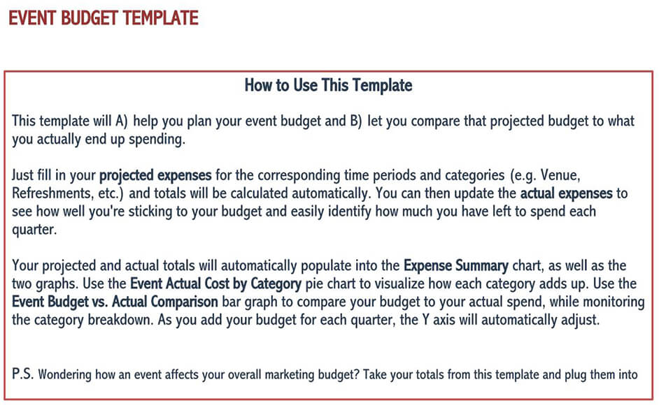 Excel marketing budget format