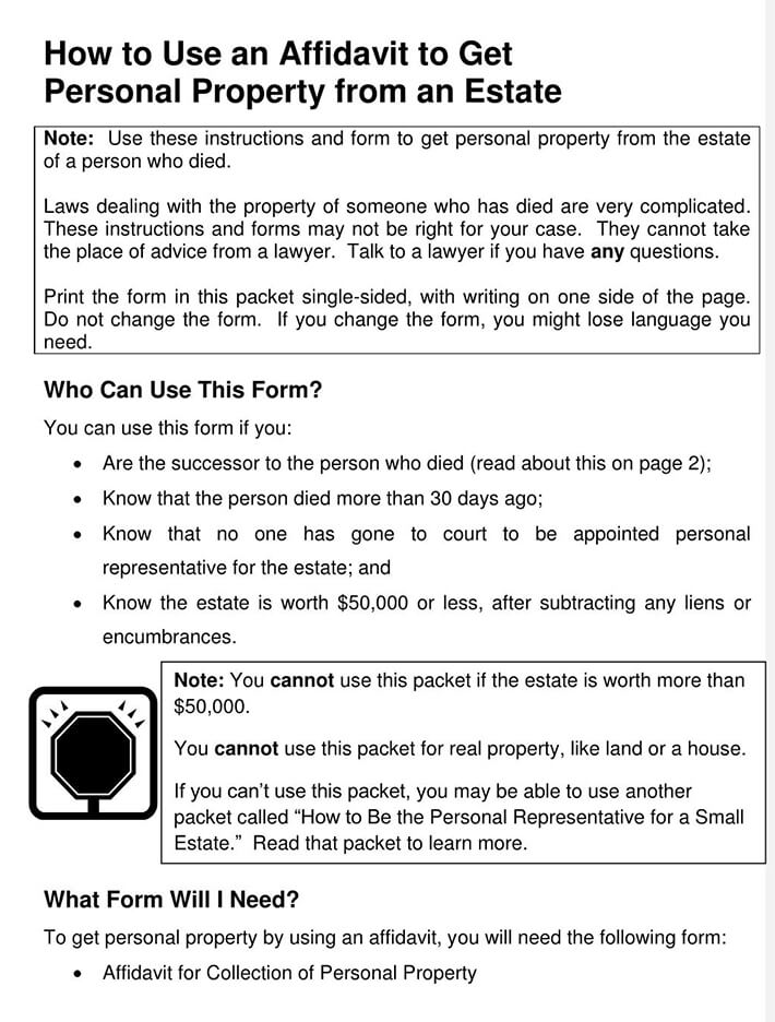 Montana Small Estate Affidavit Form