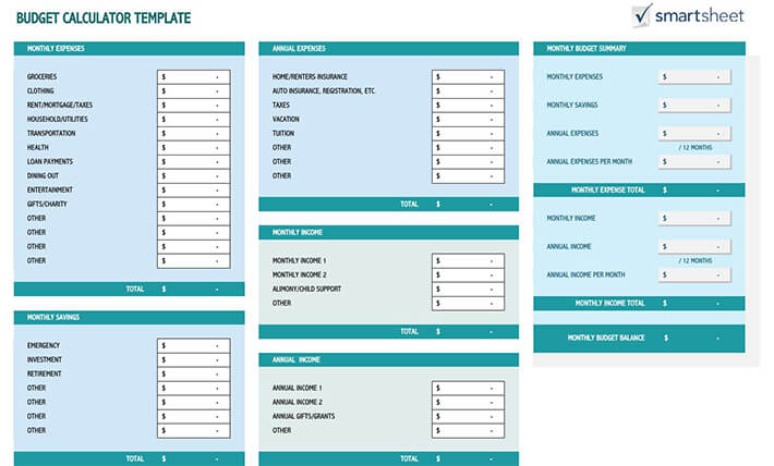 Excel Personal Monthly Budget Template - Free Download03