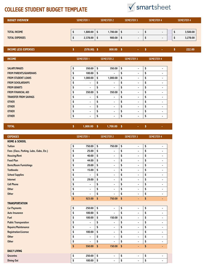 Printable Monthly Budget Worksheet and Template 05 for Excel File