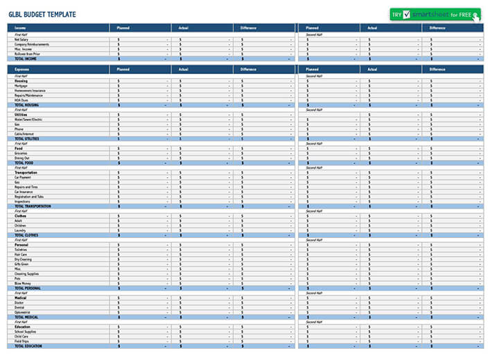 Printable Monthly Budget Worksheet and Template 07 for Excel File