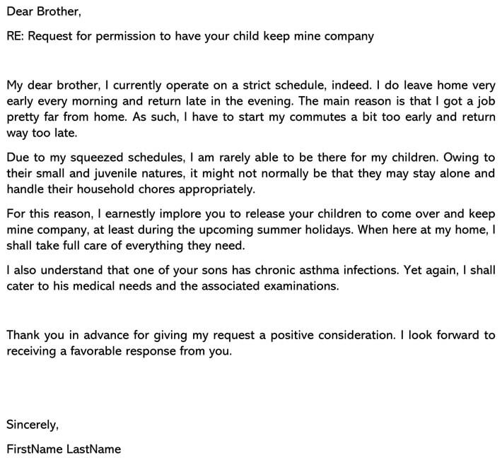 Permission Letter From Parents (Email Example)