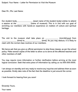 Sample Permission Letter to Visit a Museum (Email Examples)