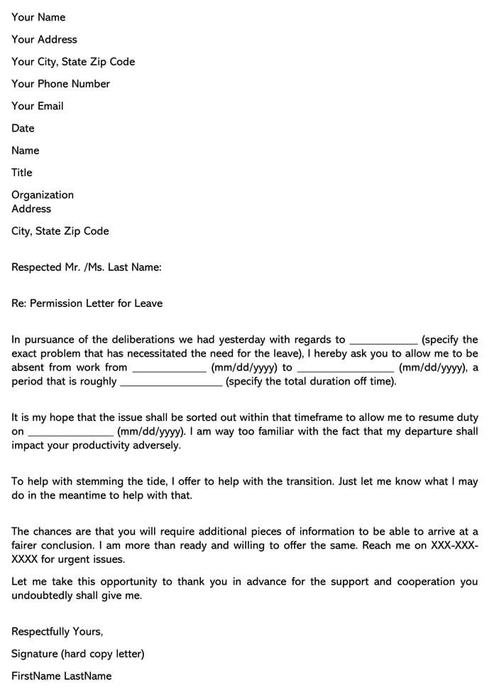 Letter Requesting Time Off From Work from www.wordtemplatesonline.net