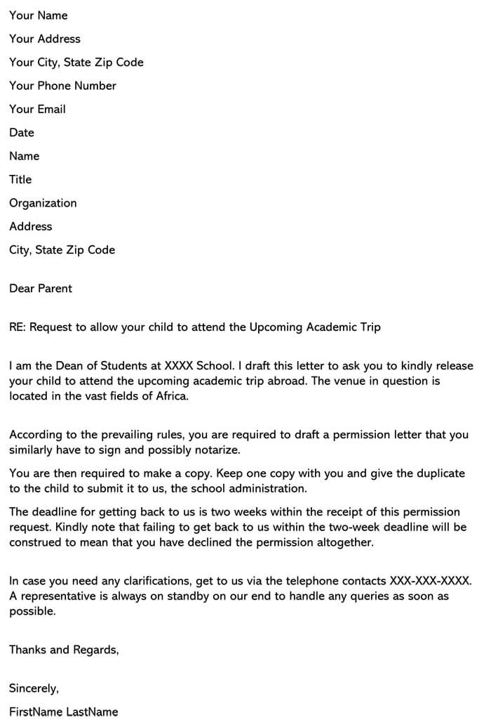 Sample Field Trip Letter To Parents from www.wordtemplatesonline.net