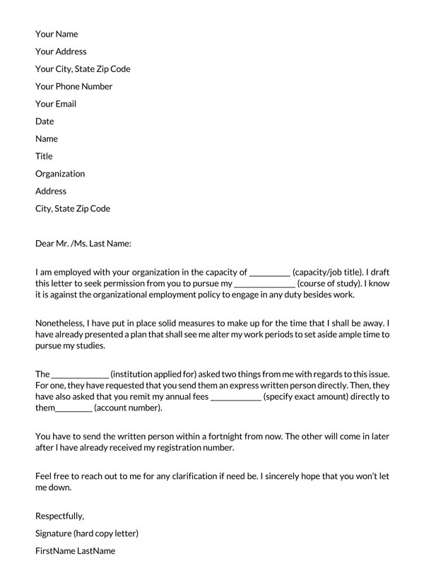 sample of application letter for further studies